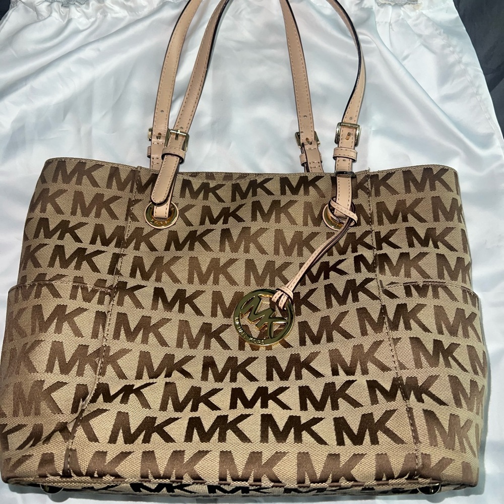 Michael Kors Tan and Brown Logo Tote